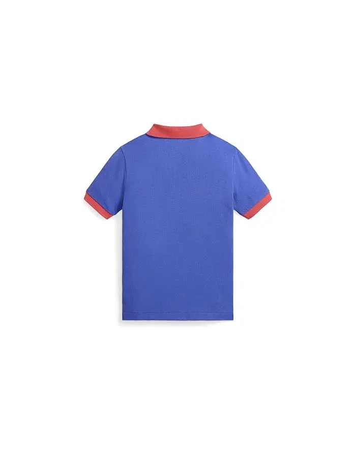 Футболка-поло из хлопка Stretch Cotton Mesh Polo Shirt Polo Ralph Lauren Kids — изображение 2 из 2, розовый/белый