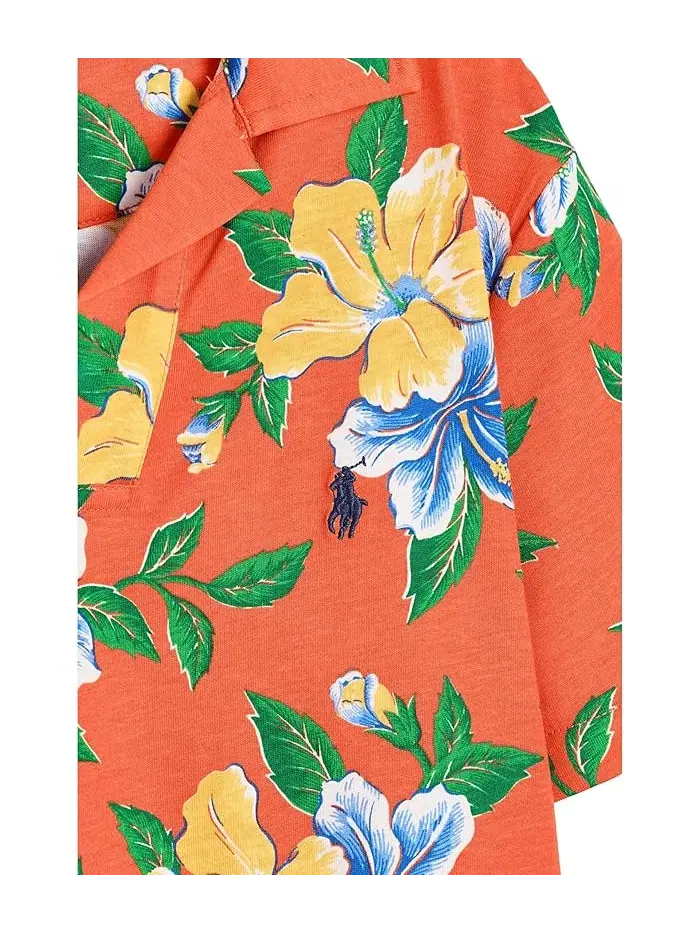 Пикейная рубашка-поло с цветочным принтом Polo Ralph Lauren Kids — изображение 3 из 3, розовый
