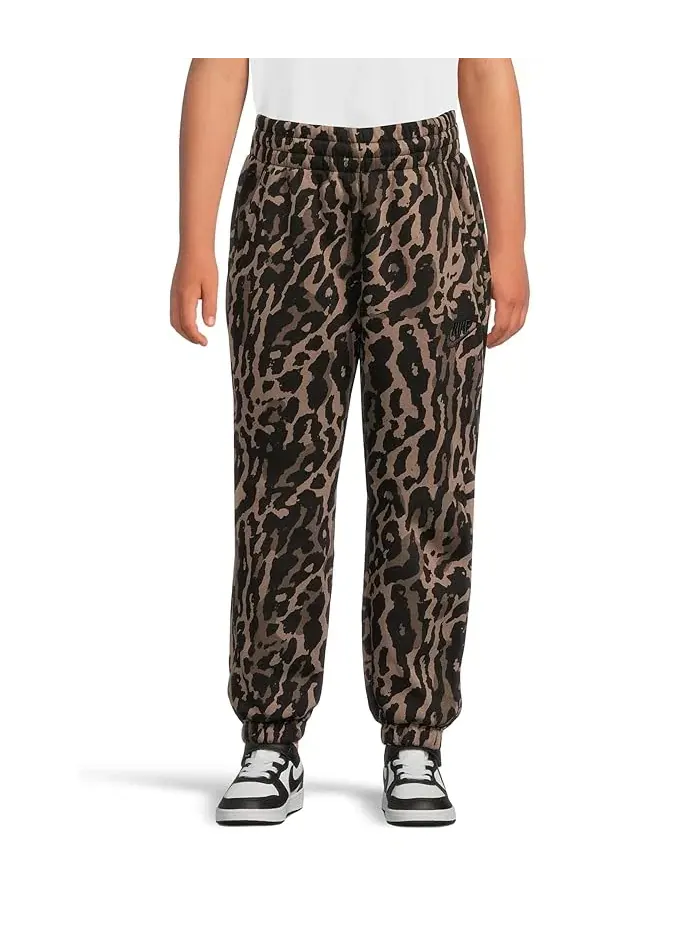 Штаны спортивные флисовые Sportswear Club Fleece Printed Loose Pants Nike Kids — изображение 1 из 4, черный/черный
