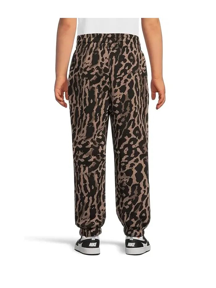 Штаны спортивные флисовые Sportswear Club Fleece Printed Loose Pants Nike Kids — изображение 2 из 4, черный/черный