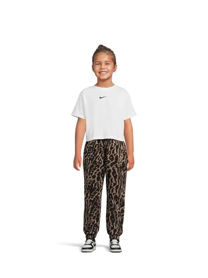 Штаны спортивные флисовые Sportswear Club Fleece Printed Loose Pants Nike Kids — изображение 4 из 4, черный/черный