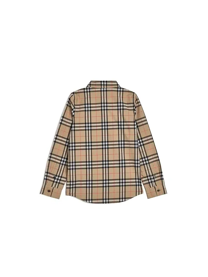 Рубашка с клетчатым принтом Owen Burberry Kids — изображение 2 из 3, песочный