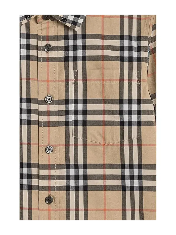 Рубашка с клетчатым принтом Owen Burberry Kids — изображение 3 из 3, песочный