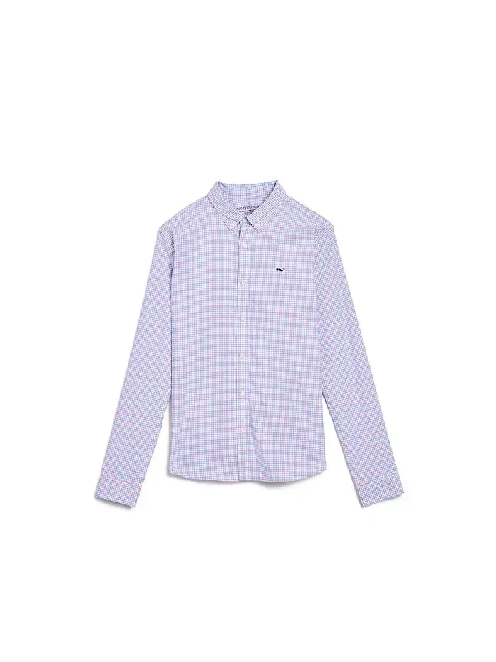 Рубашка с клетчатым принтом Catamaran Check Performance Cotton Vineyard Vines Kids — изображение 1 из 3, голубой
