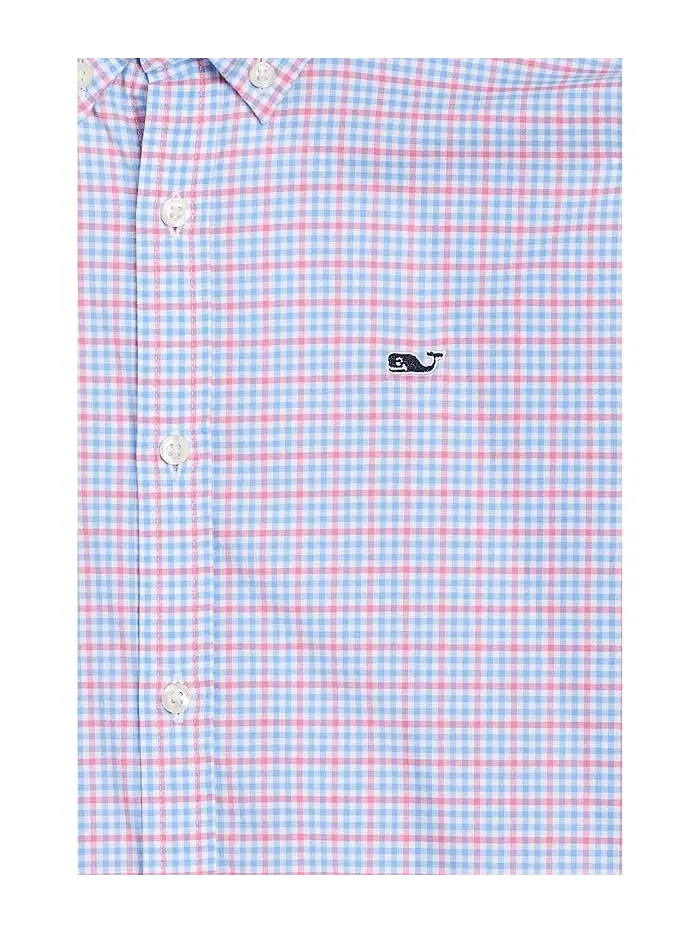Рубашка с клетчатым принтом Catamaran Check Performance Cotton Vineyard Vines Kids — изображение 3 из 3, голубой