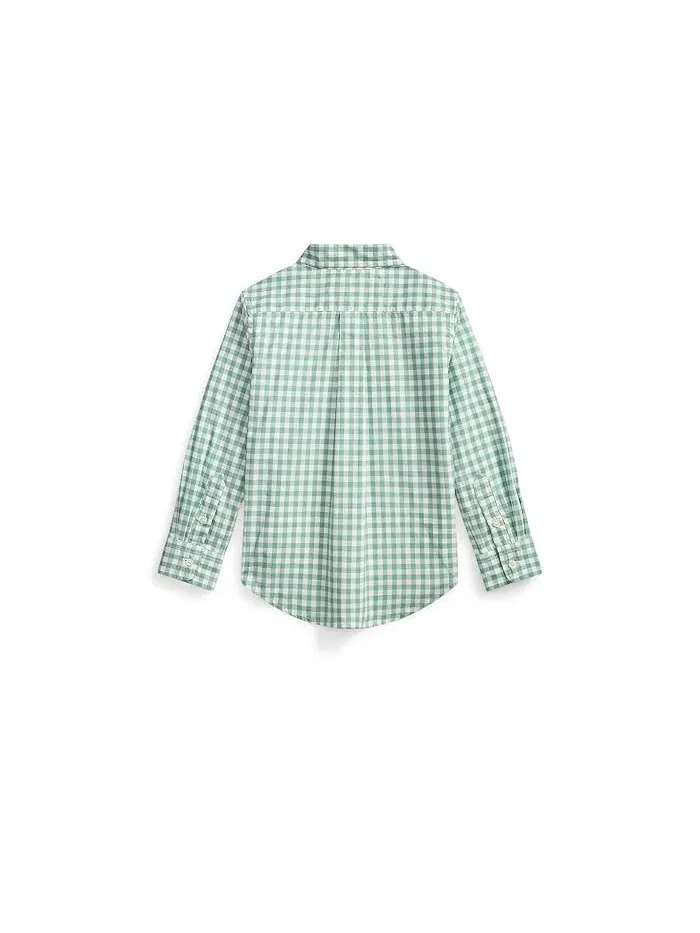 Рубашка из хлопкового поплина Plaid Cotton Poplin Shirt Polo Ralph Lauren Kids — изображение 2 из 2, розовый/зеленый/мульти