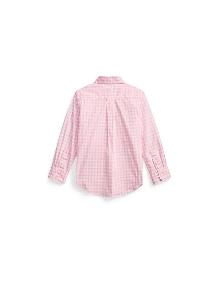 Рубашка поплиновая в клетку Polo Ralph Lauren Kids — изображение 2 из 2, розовый/белый