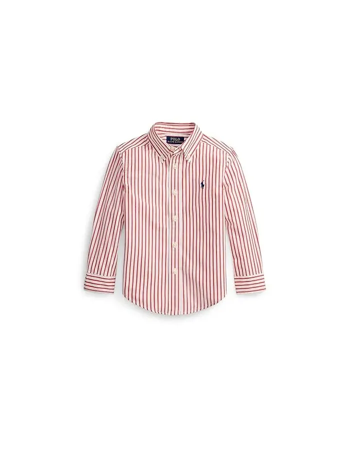 Рубашка хлопковая Plaid Cotton Poplin Shirt Polo Ralph Lauren Kids — изображение 1 из 2, красный/белый