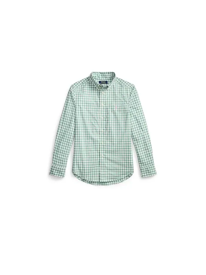 Рубашка из поплина в клетку Polo Ralph Lauren Kids — изображение 1 из 2, зеленый/белый