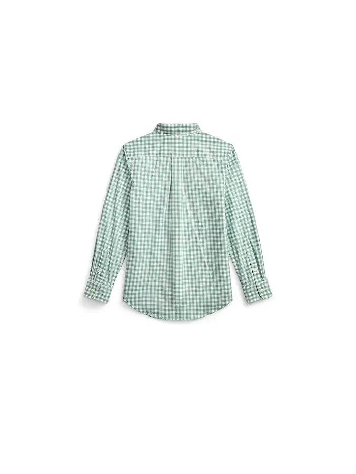 Рубашка из поплина в клетку Polo Ralph Lauren Kids — изображение 2 из 2, зеленый/белый