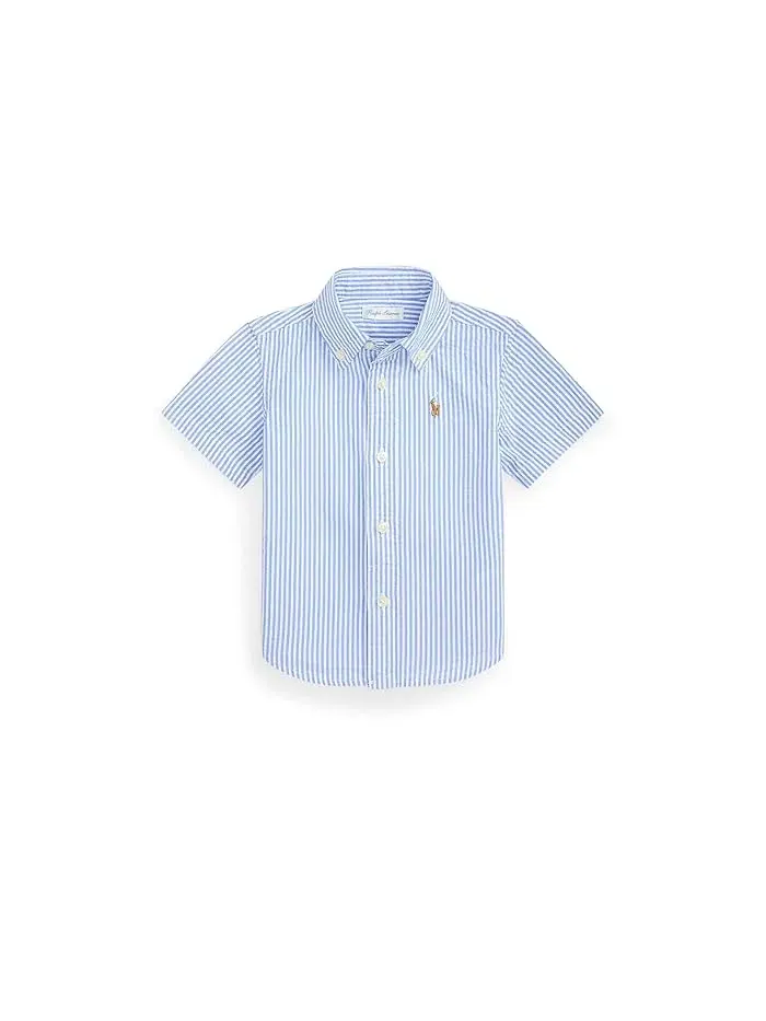Рубашка из сирсакера в полоску Polo Ralph Lauren Kids — изображение 1 из 2, синий/белый