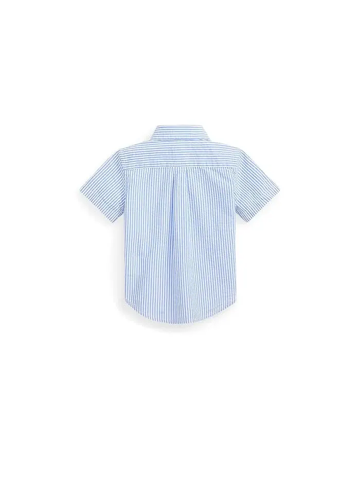 Рубашка из сирсакера в полоску Polo Ralph Lauren Kids — изображение 2 из 2, синий/белый