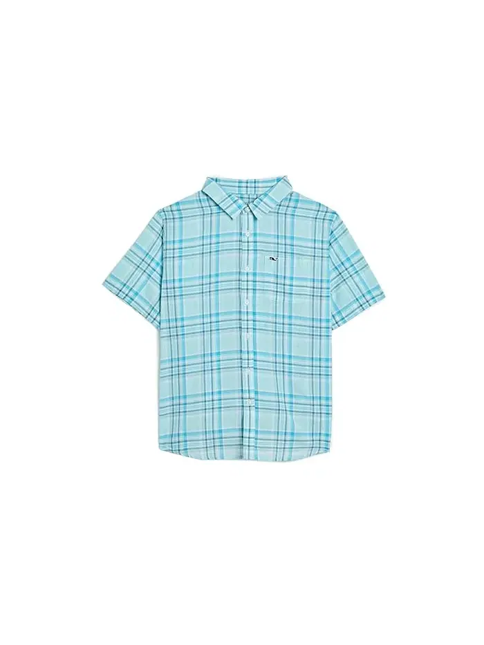 Рубашка с коротким рукавом Bungalow Plaid Vineyard Vines Kids — изображение 1 из 3, голубой