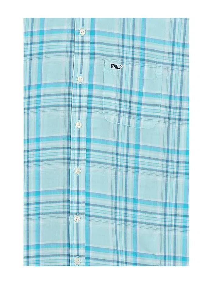 Рубашка с коротким рукавом Bungalow Plaid Vineyard Vines Kids — изображение 3 из 3, голубой