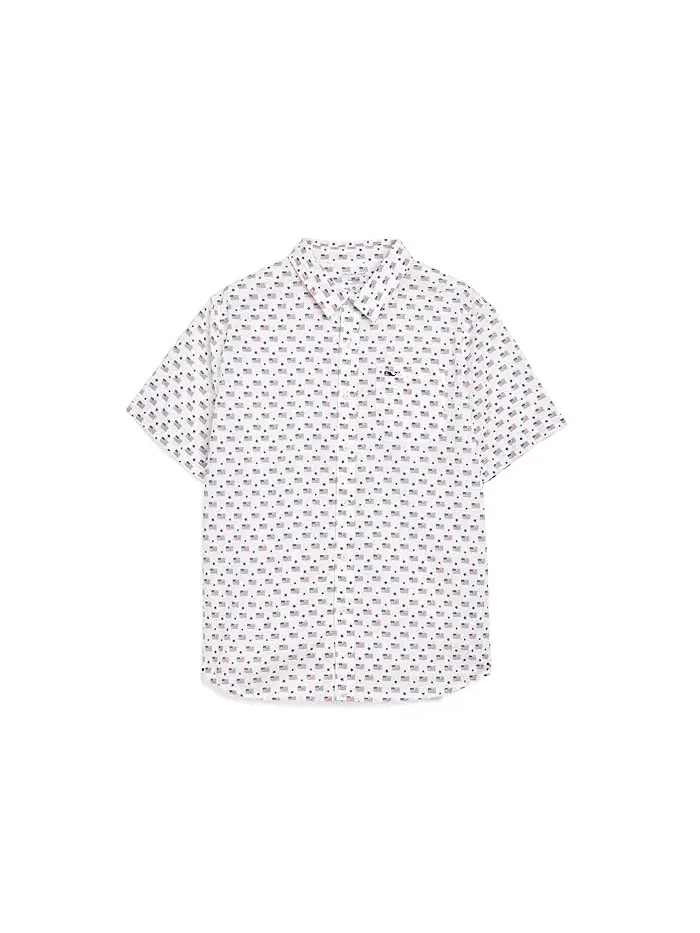 Рубашка с коротким рукавом из хлопка с принтом Vineyard Vines Kids — изображение 1 из 3, белый