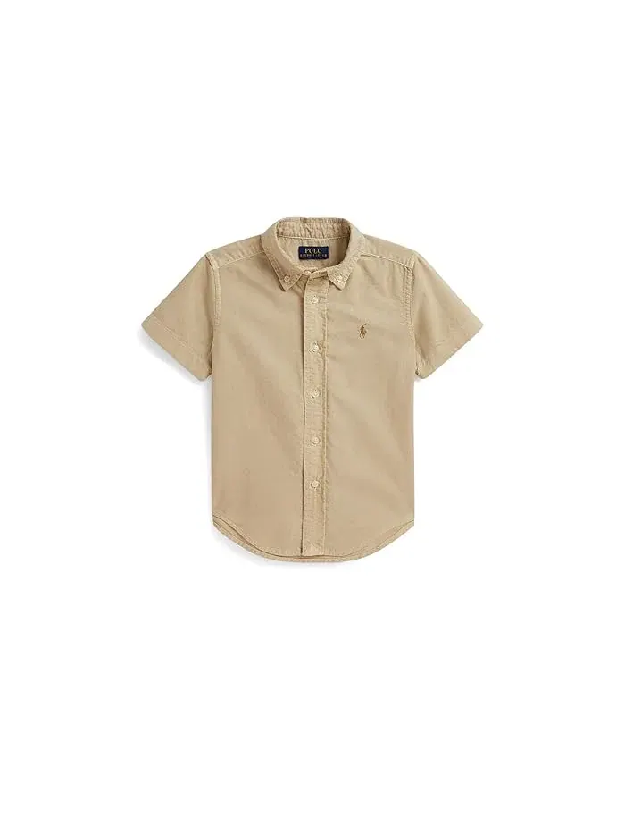 Рубашка оксфордская из коттона с выбелкой Polo Ralph Lauren Kids — изображение 1 из 2, кремовый