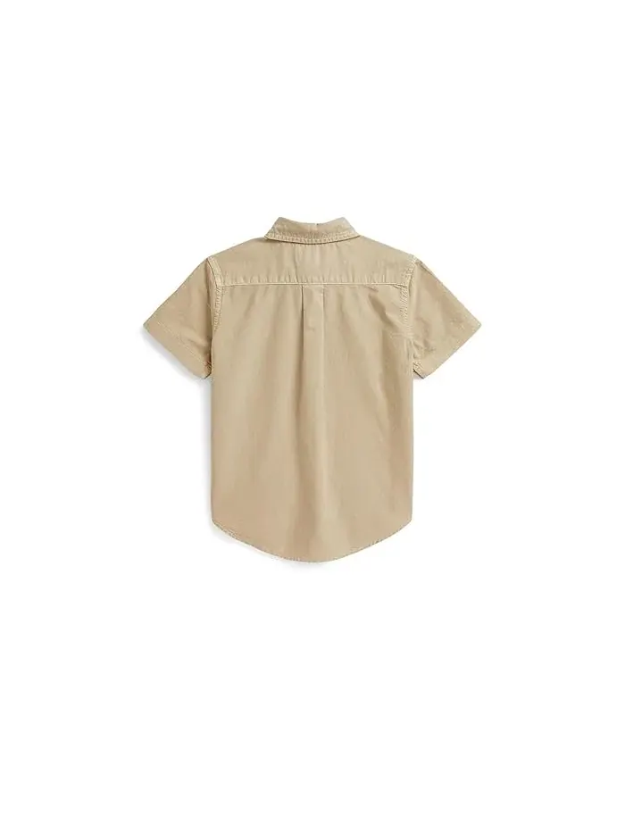 Рубашка оксфордская из коттона с выбелкой Polo Ralph Lauren Kids — изображение 2 из 2, кремовый