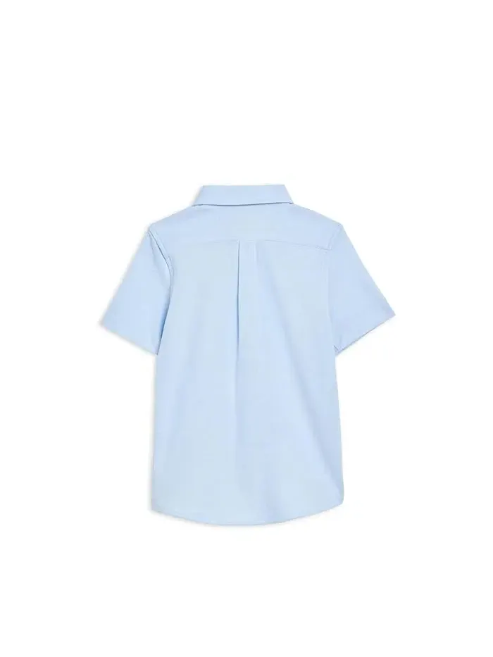 Рубашка трикотажная оксфордская с коротким рукавом Polo Ralph Lauren Kids — изображение 2 из 3, синий