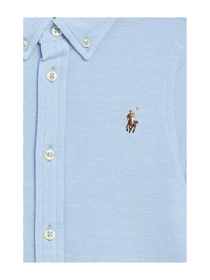 Рубашка трикотажная оксфордская с коротким рукавом Polo Ralph Lauren Kids — изображение 3 из 3, синий