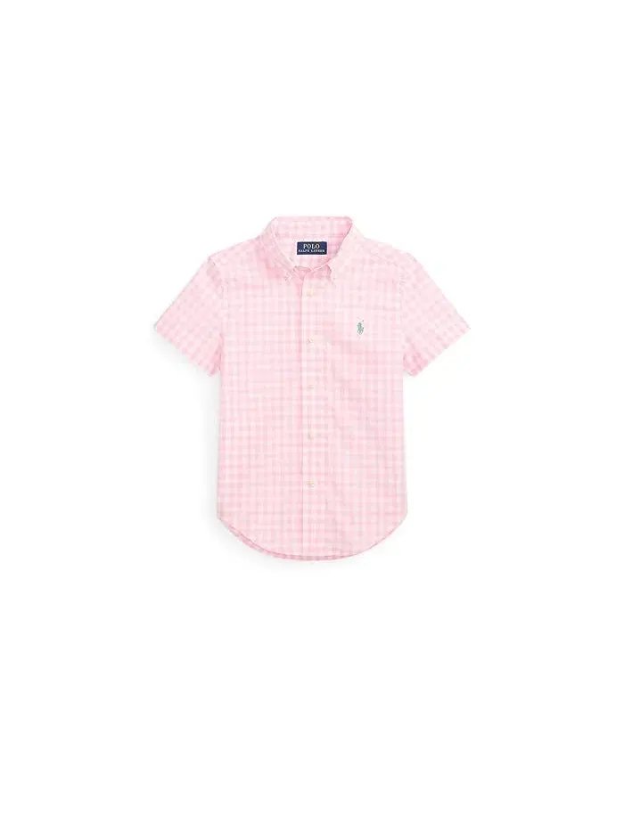 Рубашка хлопковая Soft Cotton Polo Ralph Lauren Kids — изображение 1 из 2, розовый/белый