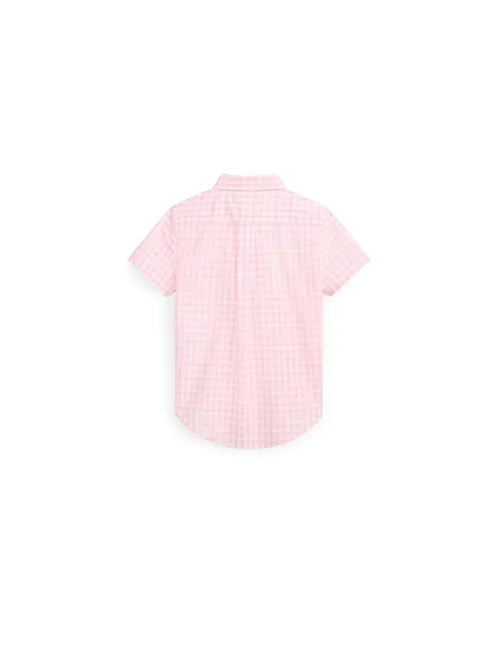 Рубашка хлопковая Soft Cotton Polo Ralph Lauren Kids — изображение 2 из 2, розовый/белый