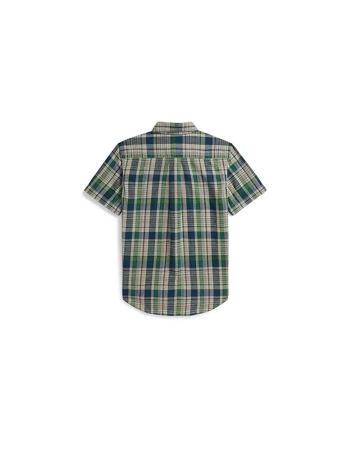 Рубашка хлопковая в клетку Polo Ralph Lauren Kids — изображение 2 из 2, белый темно-синий мульти