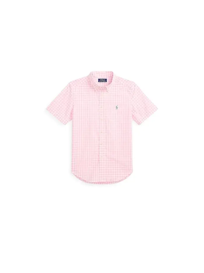 Рубашка из поплина в клетку Polo Ralph Lauren Kids — изображение 1 из 2, розовый/белый