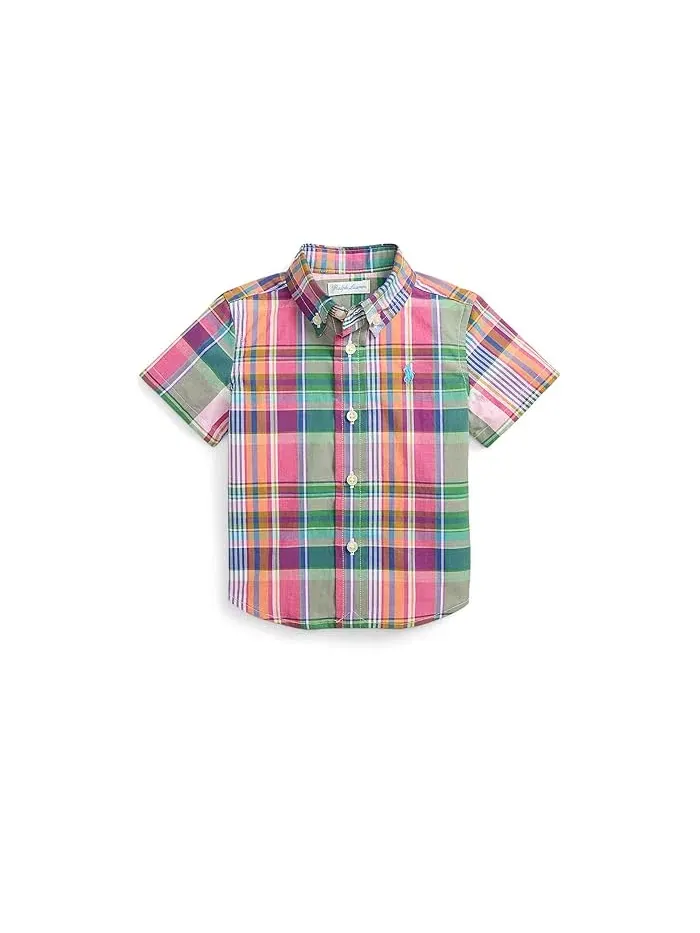 Рубашка в клетку Polo Ralph Lauren Kids — изображение 1 из 2, розовый/зеленый/мульти