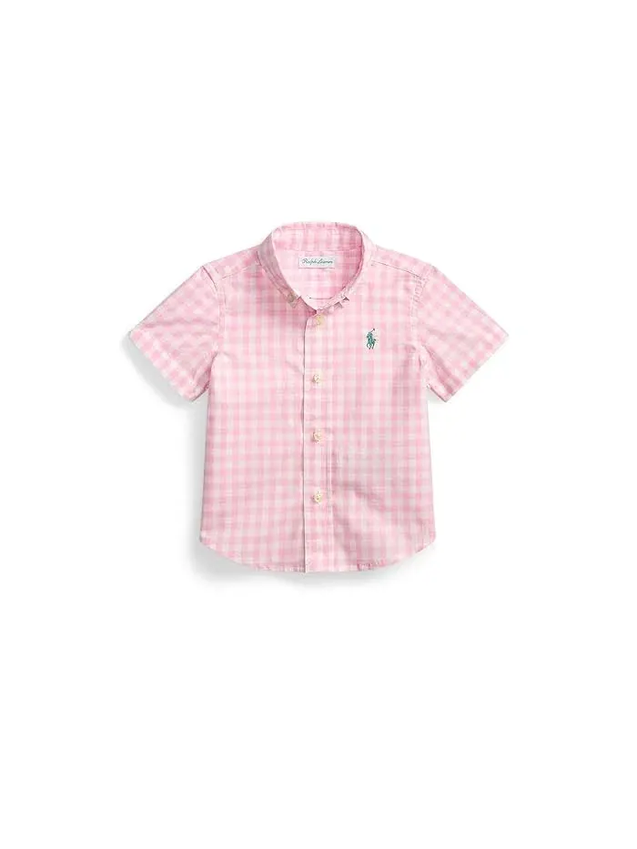 Рубашка поплиновая в клетку Polo Ralph Lauren Kids — изображение 1 из 2, розовый/белый