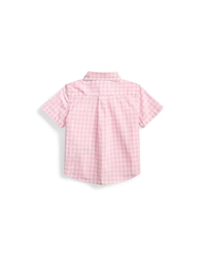 Рубашка поплиновая в клетку Polo Ralph Lauren Kids — изображение 2 из 2, розовый/белый