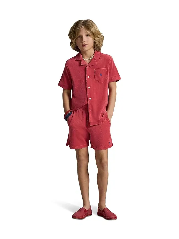 Рубашка терри свободный крой Terry Camp Shirt Polo Ralph Lauren Kids — изображение 3 из 5, желтый/мульти