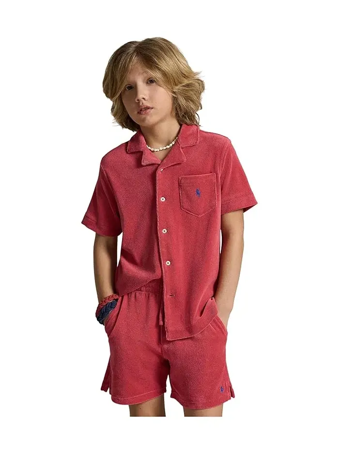 Рубашка терри свободный крой Terry Camp Shirt Polo Ralph Lauren Kids — изображение 4 из 5, желтый/мульти