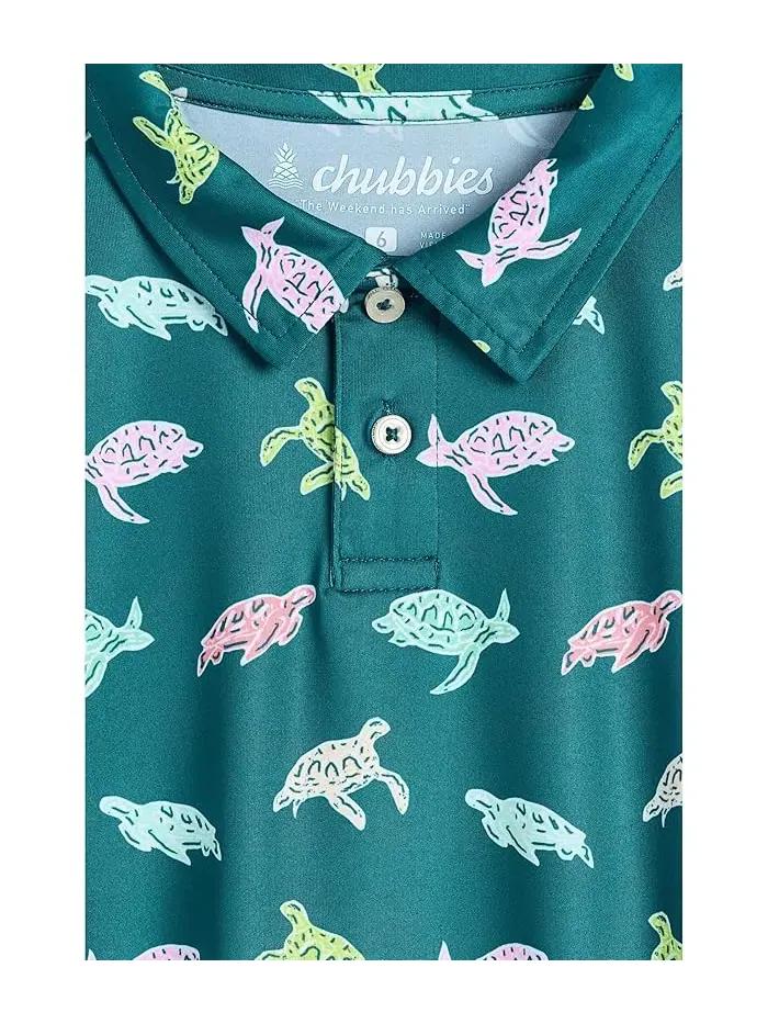 Рубашка The Lil Turtally Awesome Performance Polo Chubbies Kids — изображение 3 из 3, яркий зеленый