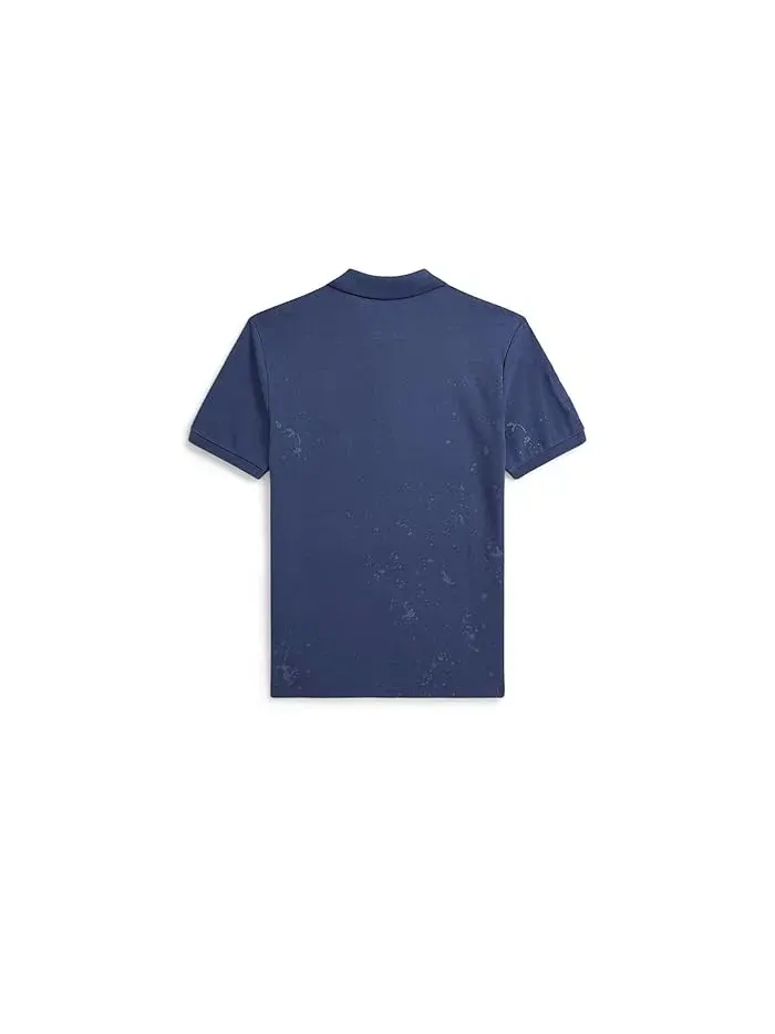 Рубашка с принтом Big Pony Paint-Print Mesh Polo Shirt Polo Ralph Lauren Kids — изображение 2 из 2, сапфировый