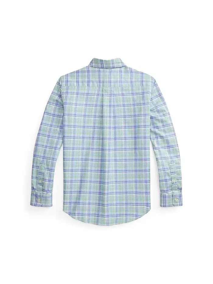 Рубашка оксфордская в клетку Plaid Performance Oxford Shirt Polo Ralph Lauren Kids — изображение 2 из 2, зеленый/синий/мульти