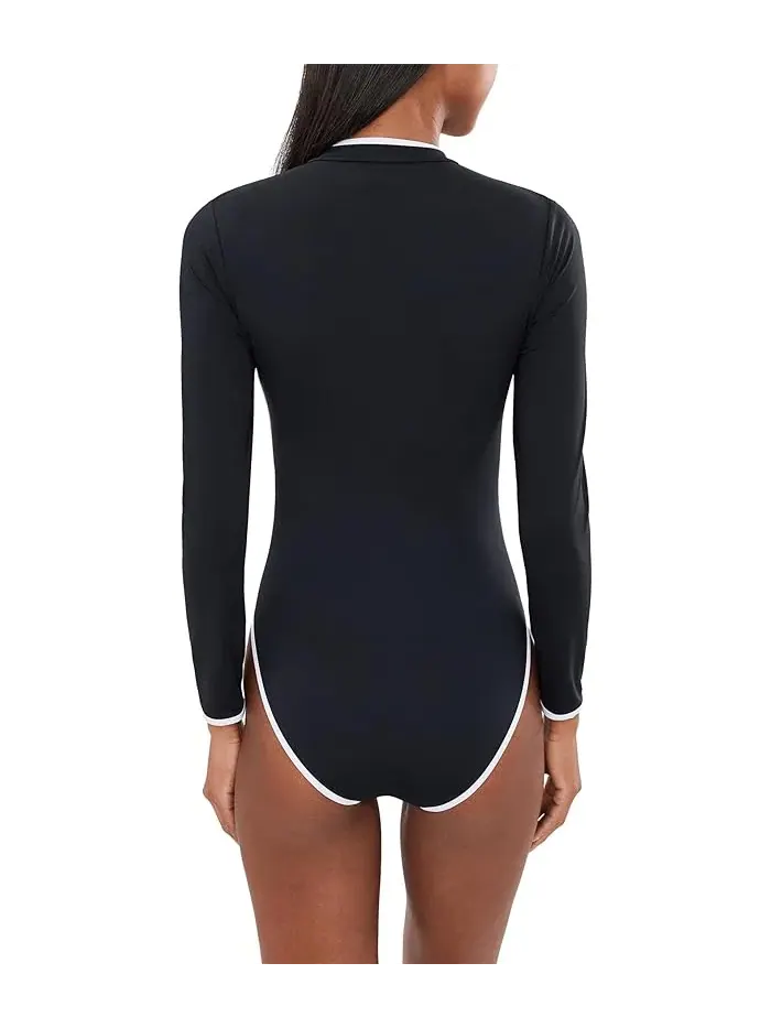 Купальник цельнокроеный с длинным рукавом Collective Long Sleeve Zip Front One-Piece Seafolly — изображение 4 из 5, черный
