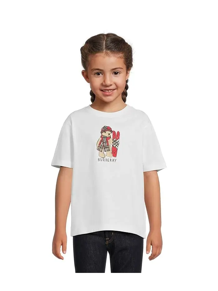 Футболка с медвежонком Teddy Cedar Teddy Burberry Kids — изображение 1 из 4, белый