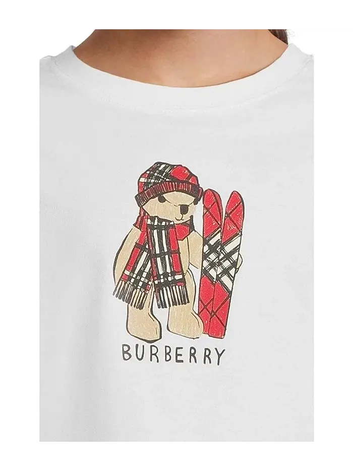 Футболка с медвежонком Teddy Cedar Teddy Burberry Kids — изображение 3 из 4, белый