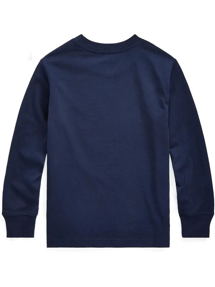 Лонгслив Polo Ralph Lauren Kids Cotton Jersey Long Sleeve Tee — изображение 2 из 2, темно-синий
