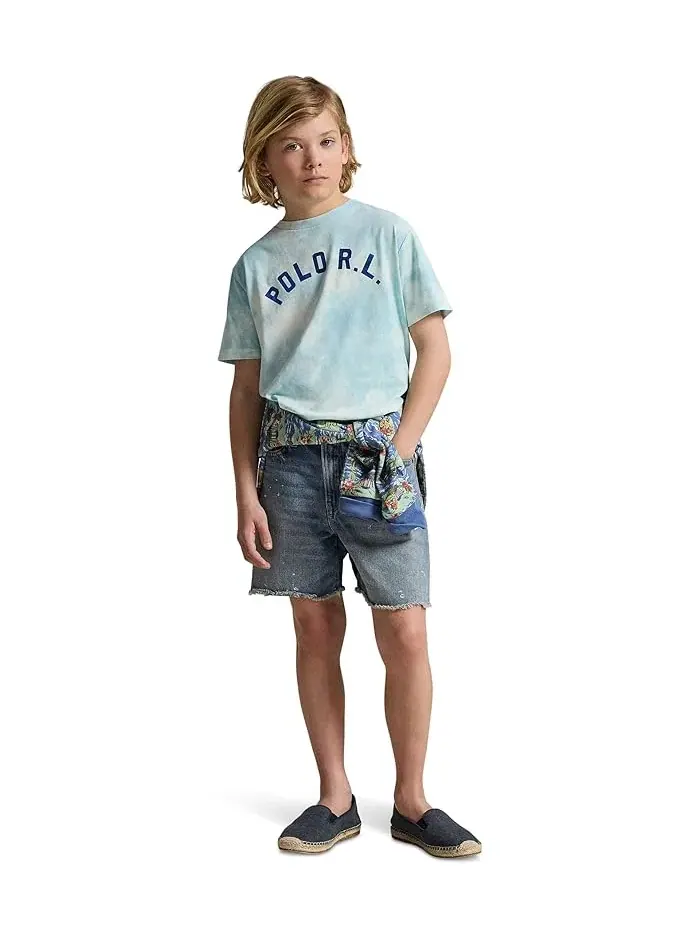 Футболка с принтом Logo Tie-Dye Cotton Tee Polo Ralph Lauren Kids — изображение 3 из 5, зеленый
