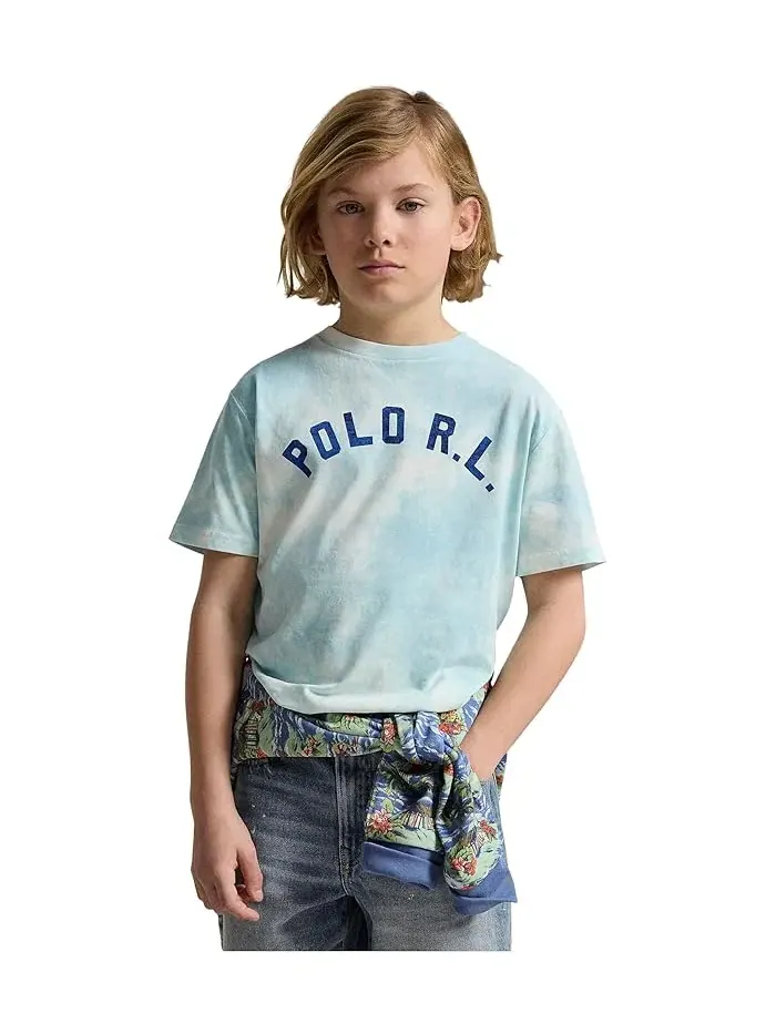 Футболка с принтом Logo Tie-Dye Cotton Tee Polo Ralph Lauren Kids — изображение 4 из 5, зеленый
