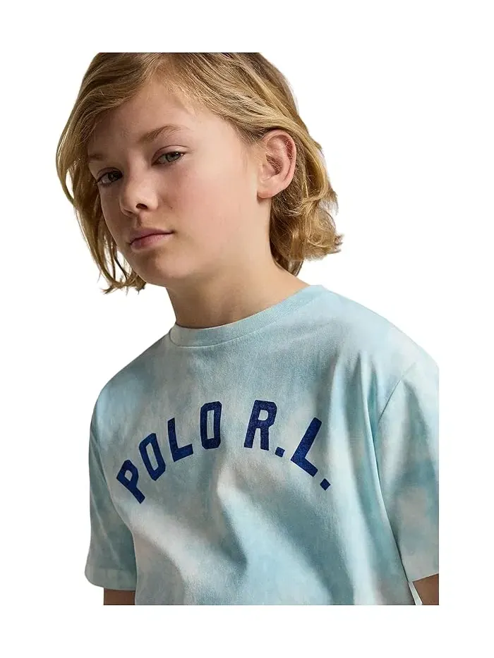 Футболка с принтом Logo Tie-Dye Cotton Tee Polo Ralph Lauren Kids — изображение 5 из 5, зеленый