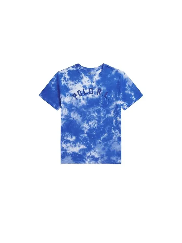 Футболка с принтом ти-дай Logo Tie-Dye Cotton Tee Polo Ralph Lauren Kids — изображение 1 из 2, желтый