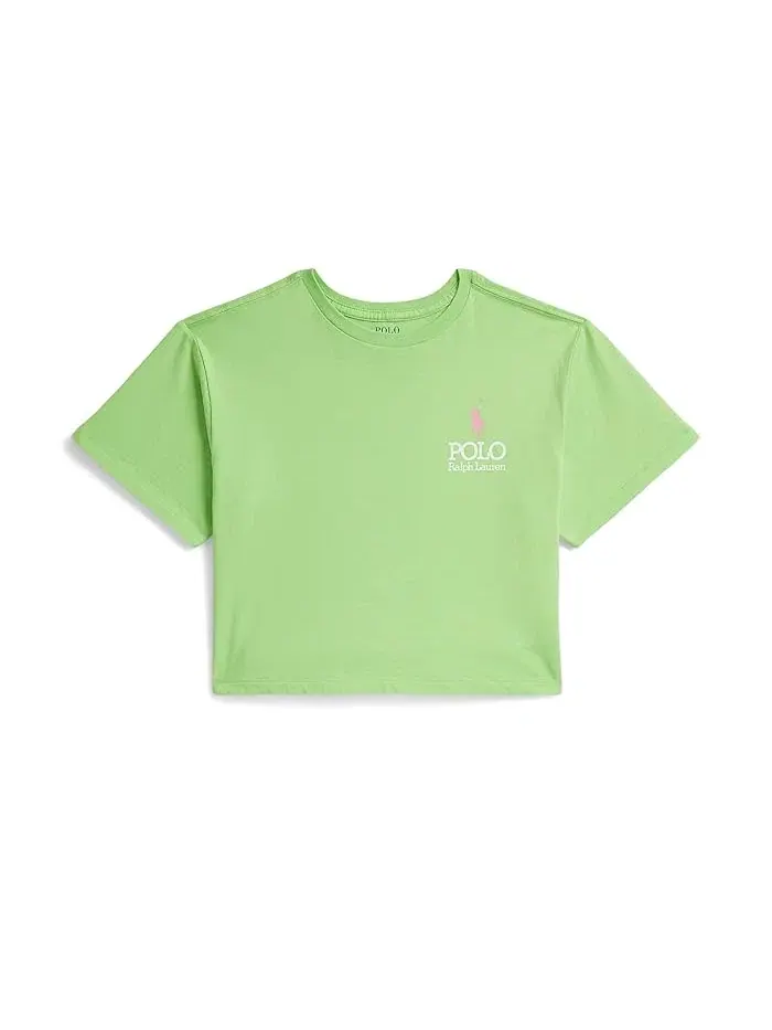 Футболка хлопковая Big Pony Logo Cotton Boxy Tee Polo Ralph Lauren Kids — изображение 1 из 2, лаймовый