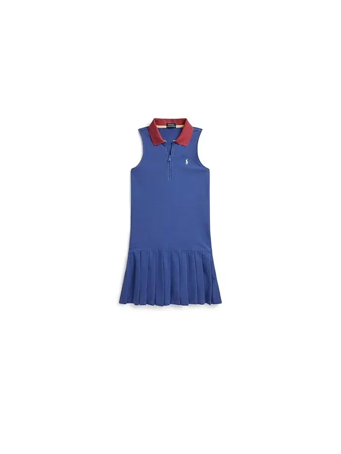 Платье поло с плиссированной юбкой Pleated Mesh 1/4 Zip Polo Dress Polo Ralph Lauren Kids — изображение 1 из 2
