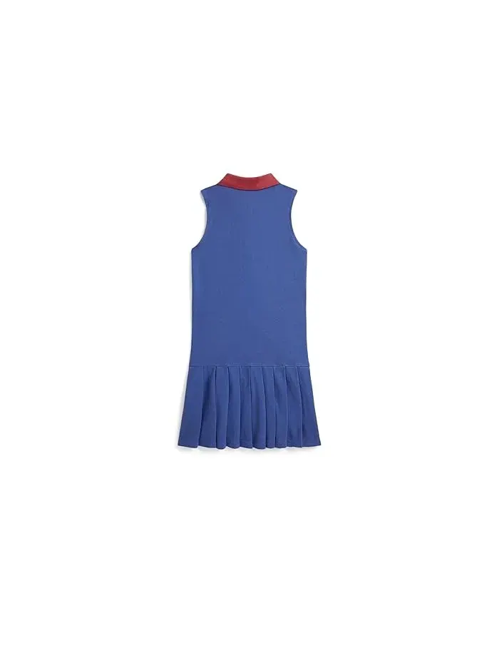 Платье поло с плиссированной юбкой Pleated Mesh 1/4 Zip Polo Dress Polo Ralph Lauren Kids — изображение 2 из 2