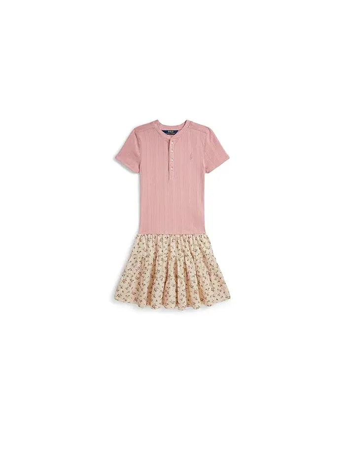 Платье с цветочной юбкой Pointelle-knit Cotton Polo Ralph Lauren Kids — изображение 1 из 2, розовый