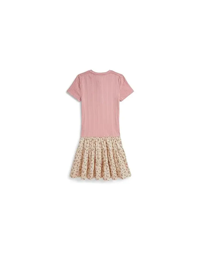 Платье с цветочной юбкой Pointelle-knit Cotton Polo Ralph Lauren Kids — изображение 2 из 2, розовый