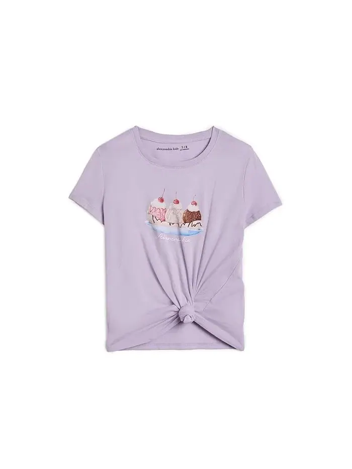 Футболка с мороженым Oversize Ice Cream Sundae Side Knot Tee abercrombie kids — изображение 1 из 3, жет