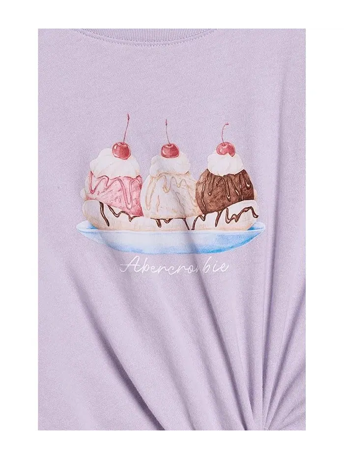 Футболка с мороженым Oversize Ice Cream Sundae Side Knot Tee abercrombie kids — изображение 3 из 3, жет